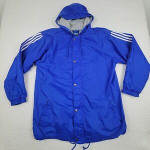 Vintage Adidas Lined Windbreaker Jacket Mens‎ Medium M Royal Blue 90's ***READ